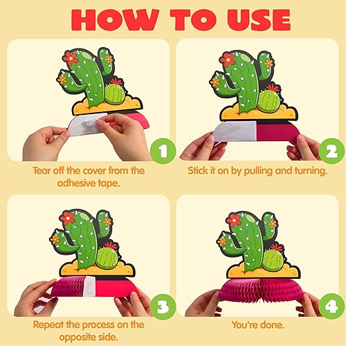 Miniatura 5 de JOYIN 6 piezas Cinco De Mayo Fiesta Honeycomb Centro de mesa de 8.5 pulgadas, decoración de fiesta para diversión fiesta Taco, accesorios de fotos