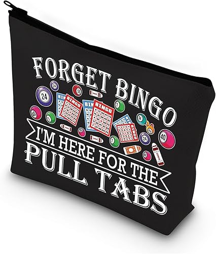 Miniatura 8 de BDPWSS Bolsa de maquillaje de bingo Forget Bingo I'm Here for the Pull Tabs Bingo Game Regalo para los amantes del juego de bingo Bolsa con