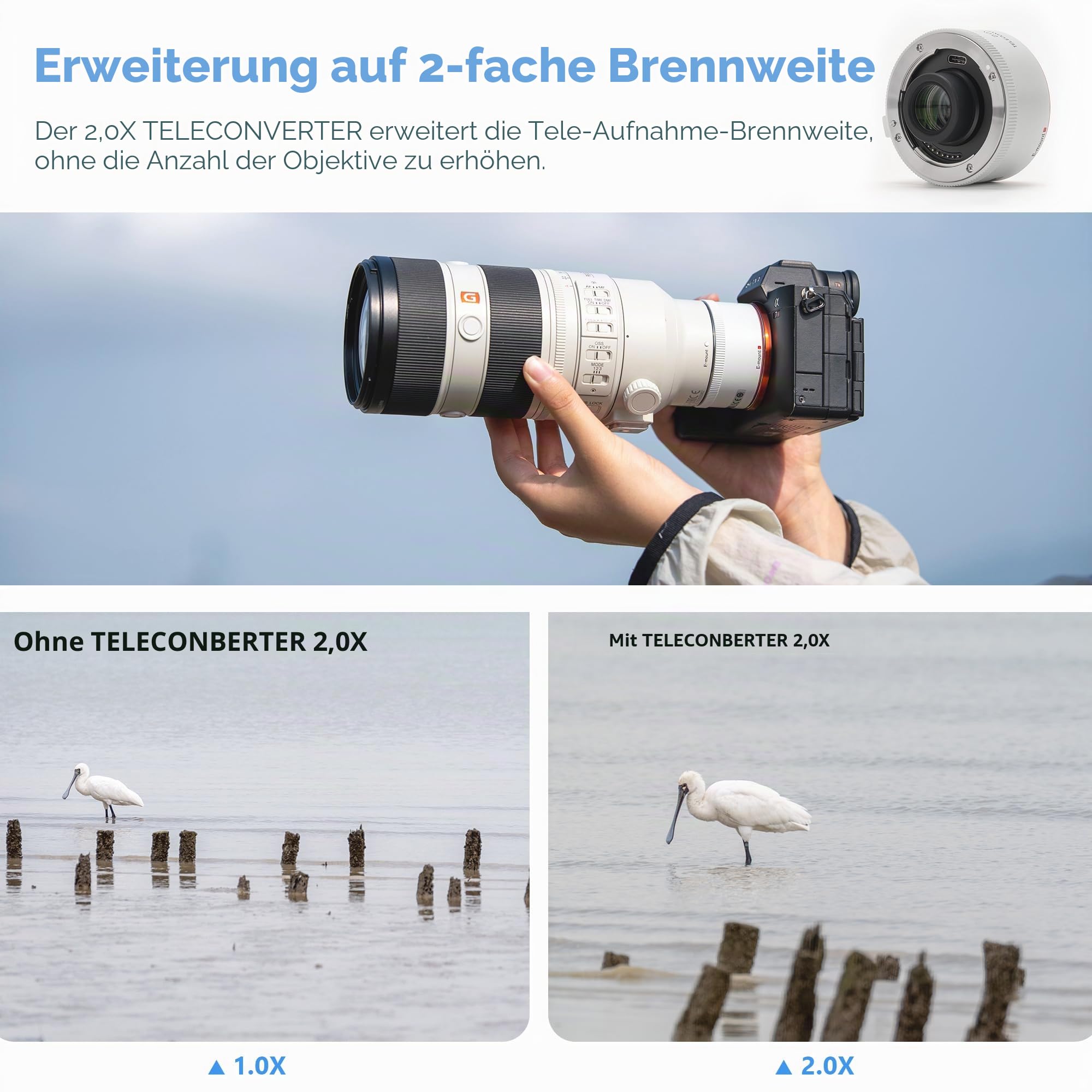 VILTROX TC-2.0X Telekonverter für Sony E-Mount Autofokus Extender kompatibel SEL70-200GM SEL100-400GM SEL200-600G