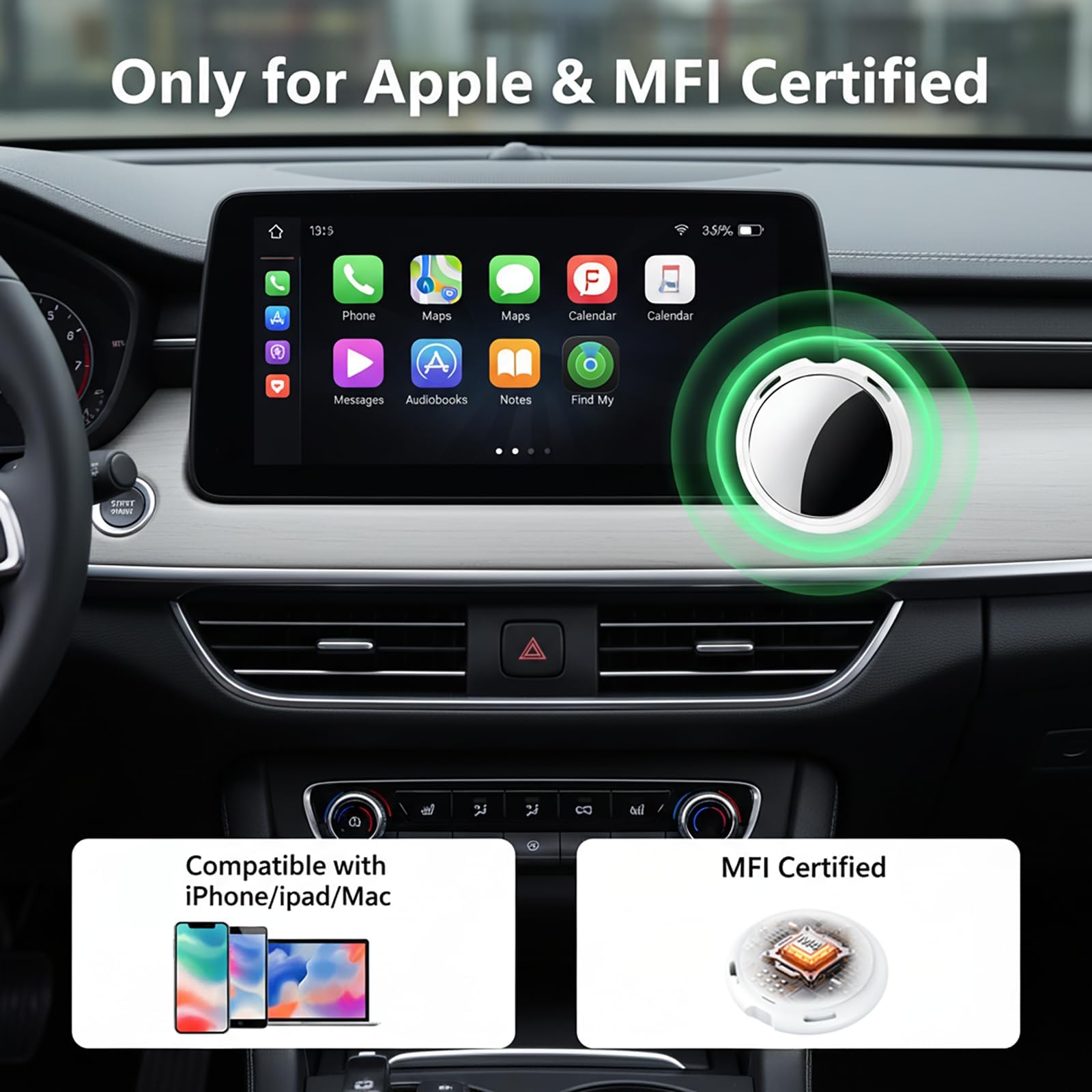 4 Pack Tracker Tag[Apple MFi Certified]Air Smart Tag Bluetooth Item Finders Work with Apple Find My(iOS Only)Real Time Worldwide Tracking Waterproof for Keys Luggage Wallet Pets Travel No Subscription — view 3