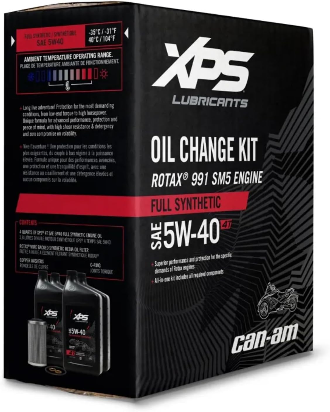 Can-Am OEM Spyder 4T 5W-40 Full Synthetic Oil Change Kit, 9779482