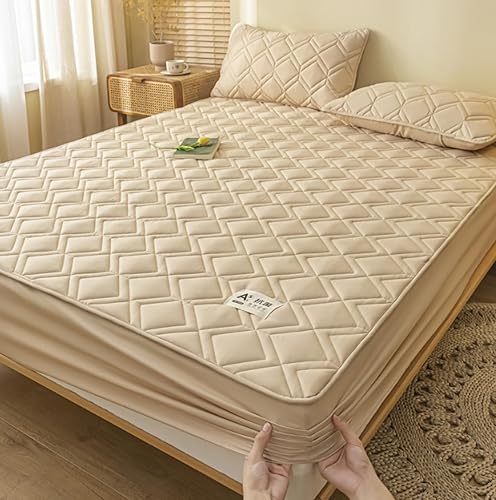 DUNBRI Protector de colchón King, protector de colchón de enfriamiento medio, funda de colchón de cama transpirable, cubrecolchón de enfriamiento