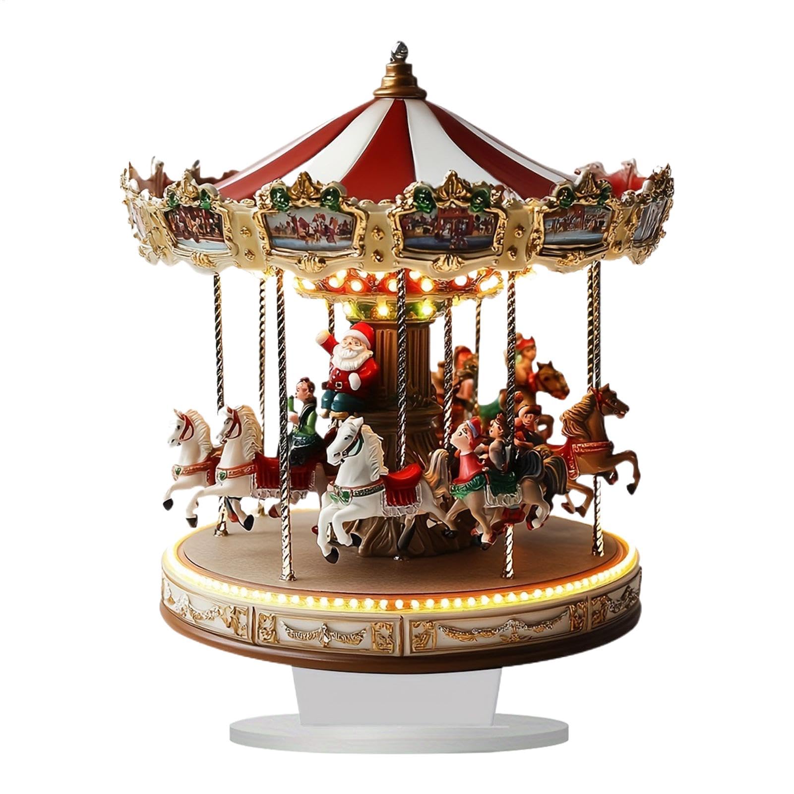 Genérico Decoración De Navidad Carrusel, Acrílico Adorno De Mesa, Figuras De Colección Con Soporte, Decorativo Para El Hogar Dormitorio Sala De Estar
