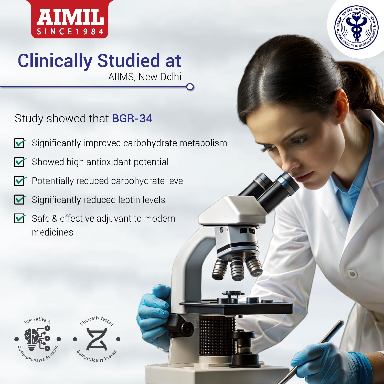 AIMIL BGR-34 Herbal Tablets for Blood Sugar Management | Natural Carbohydrate Metabolizer Developed by CSIR | Ayurvedic Supplement for Glucose Control with Gudmar & Vijaysar | 100 Tablets (Pack of 2) — Amazon image 8