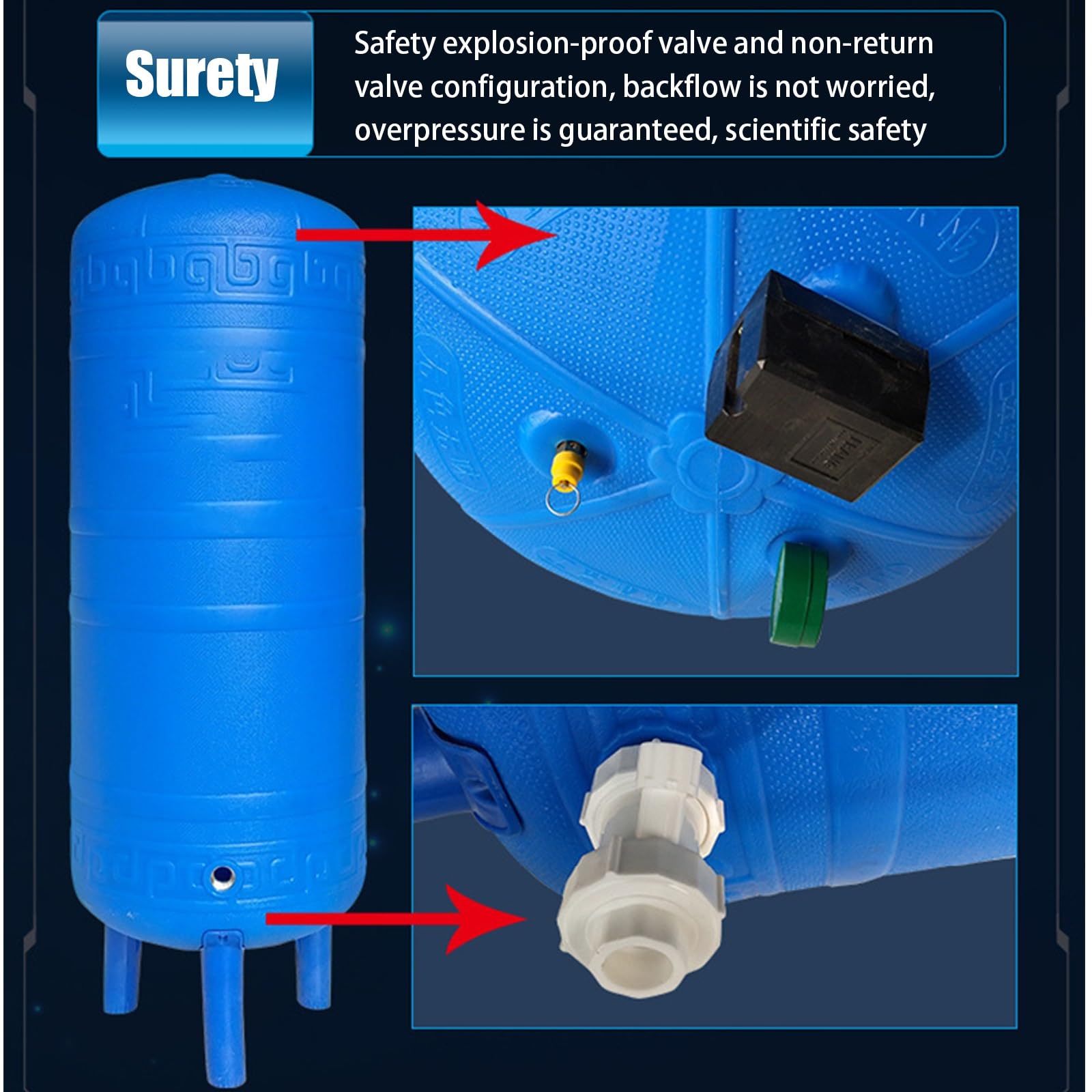 Wassertank, Automatischer Drucktopf for Harz, Außendrucktank for Brunnenpumpe, Brunnenwasserhahn, Wasserbooster, Umkehrosmose-Lagertank, Vertikaler Ro-Drucktank(100L/26Gal)