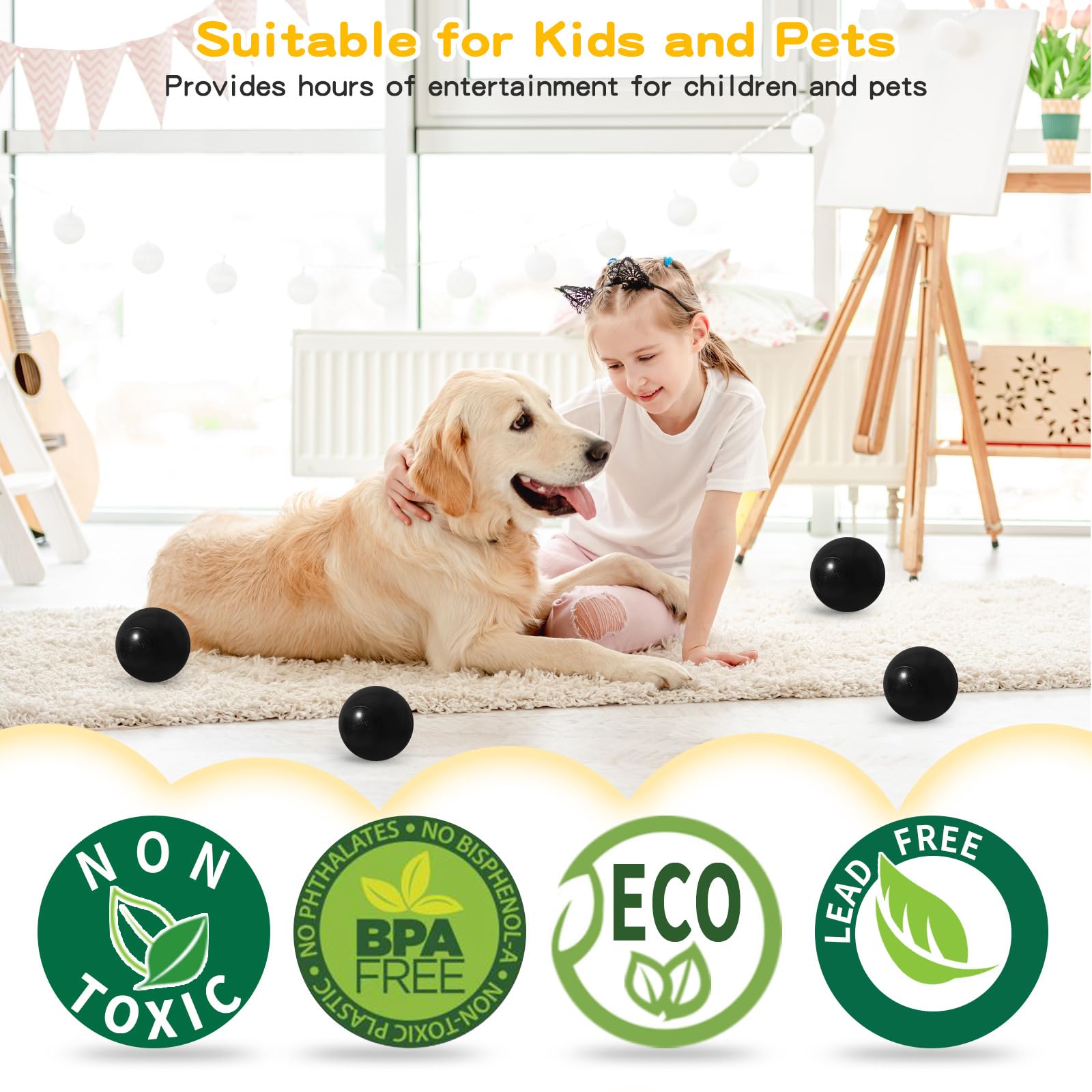 TRENDPLAY Ball Pit Balls - Phthalate Free BPA Free Pack of 50 - Non-Toxic Durable and Safe, Black