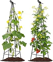 Lazzmonk 2 Pack 70 Inch Rustproof Tower Obelisk Trellis for Climbing Plants - Potted Roses, Tomatoes, Cucumbers, Vegetables Garden Support