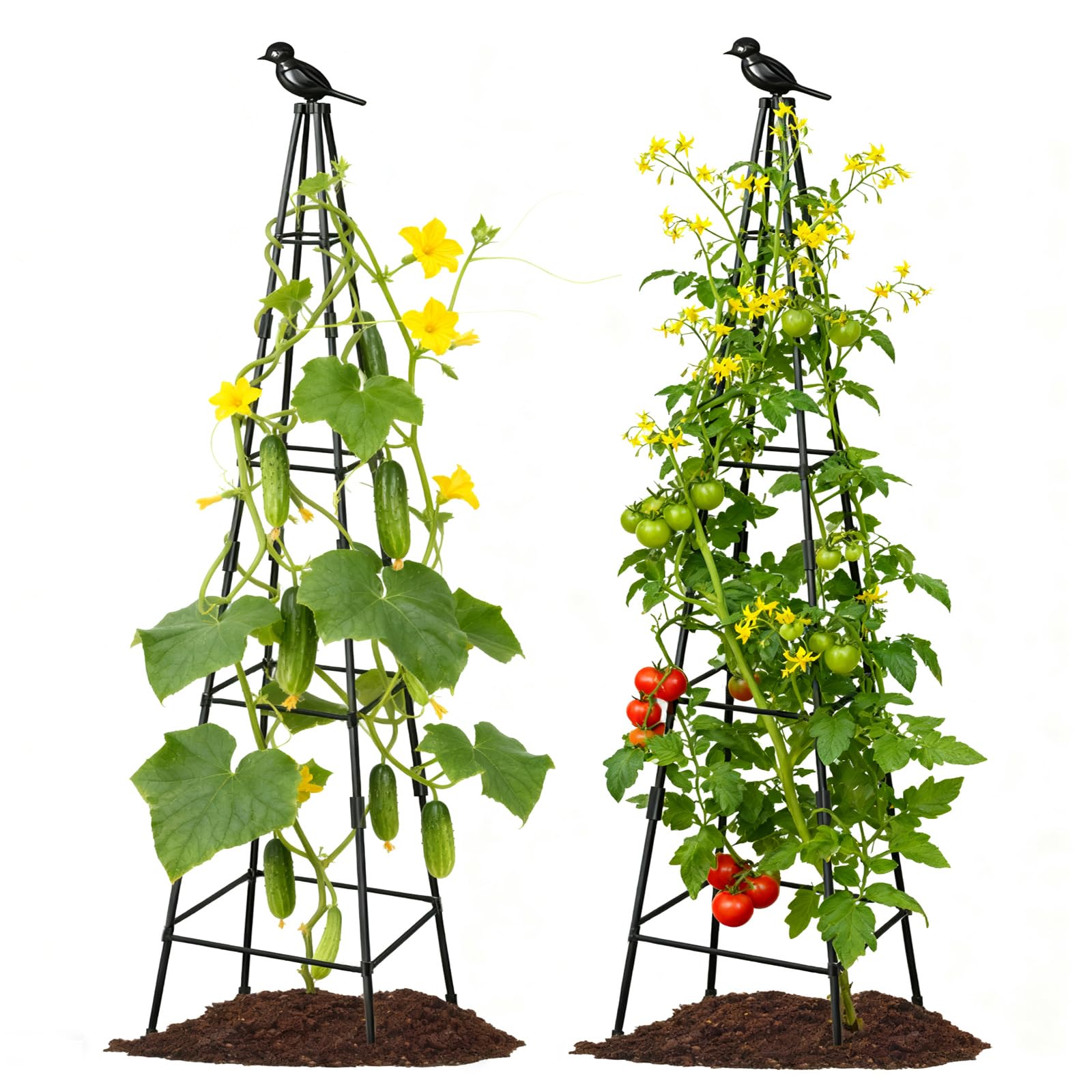 2 Pack Garden Trellis for Climbing Plants Outdoors, 70inch Tower Obelisk Trellis for Potted Climbing Plants, Plant Support for Potted Flowers, Roses, Tomatoes, Cucumbers & Vegetables