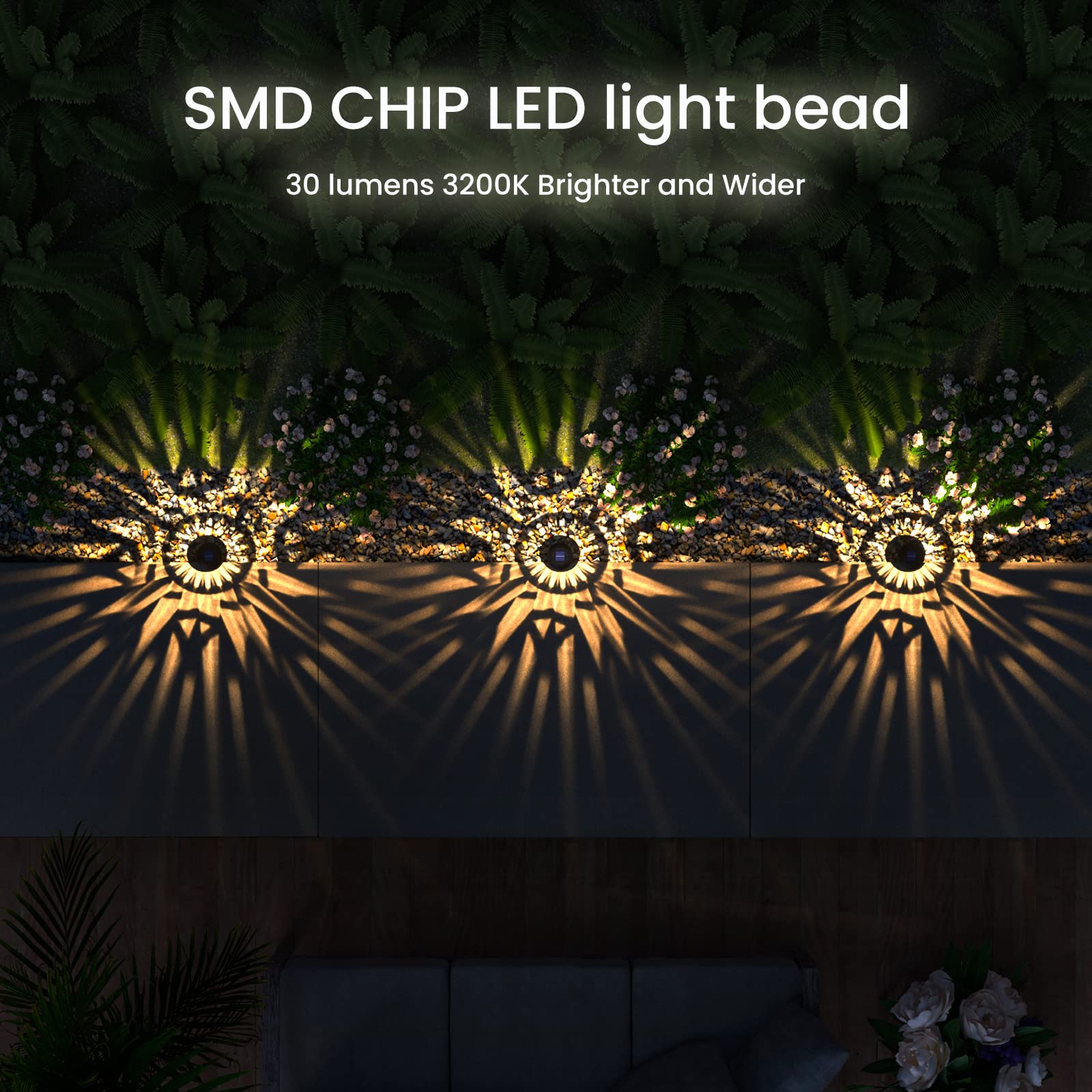 Quntis Lampe Solaire Exterieur Jardin Lot de 6 IP65 Étanches Lampe Solaire Jardin LED Marche/Arrêt Automatique pour Décoration Patio,Terrain,Chemins,Cour,Allées-Blanc Chaud