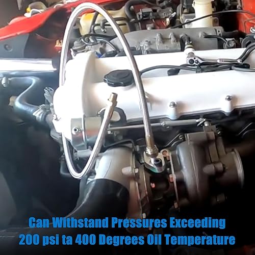 Miniatura 6 de GXARTS Línea de alimentación de aceite Turbo trenzado de acero de 12 pulgadas 4AN manguera recta de 90 grados PTFE línea recta manguera recta