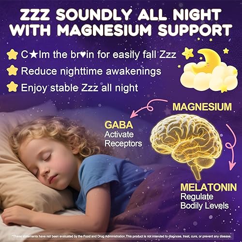 Miniatura 6 de Suplemento de gomitas de magnesio para niños mayores de 4 años suplemento masticable orgánico con citrato y magnesio, vitamina B6 D3 Zinc L-teanina,
