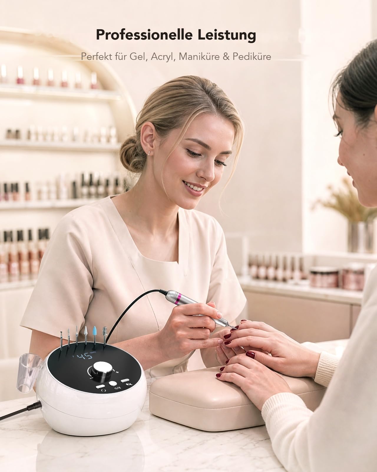 Nagelfräser 45.000 U/min Elektrische Nagelfeile mit LCD Fußpedal Maniküre