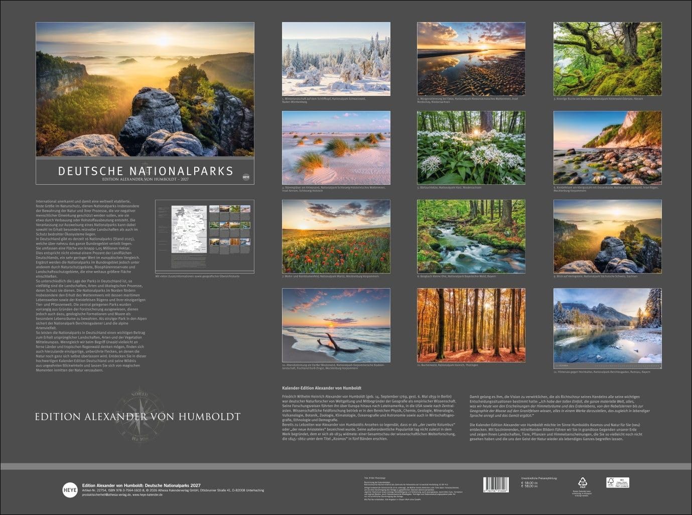 Deutsche Nationalparks - Edition Alexander von Humboldt Kalender 2027: Hochwertiger Foto-Wandkalender 2027. Großer Kalender mit beeindruckenden Fotos unberührter Landschaften. Fotokalender XXL.