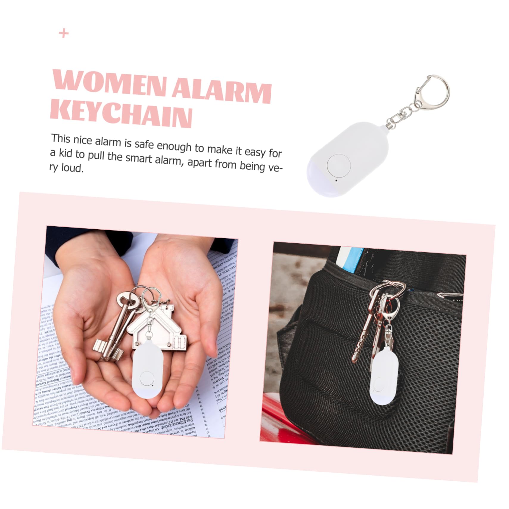 Hemobllo 3ensembles Alarme De Sécurité Portable avec Lampe De Poche Système Alarme Suspendu pour Femmes pour Activités Extérieures Personnelle