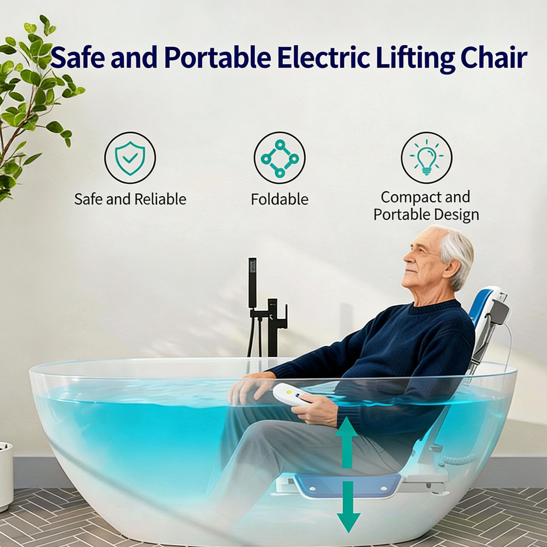 Sollevatore elettrico, ascensore a pavimento, Support Users get up from The Floor,ascensori a terra aiutano a stare di nuovo,Ausilio per l'accessibilità,Leggero,Pieghevole,Capacità: 140 kg