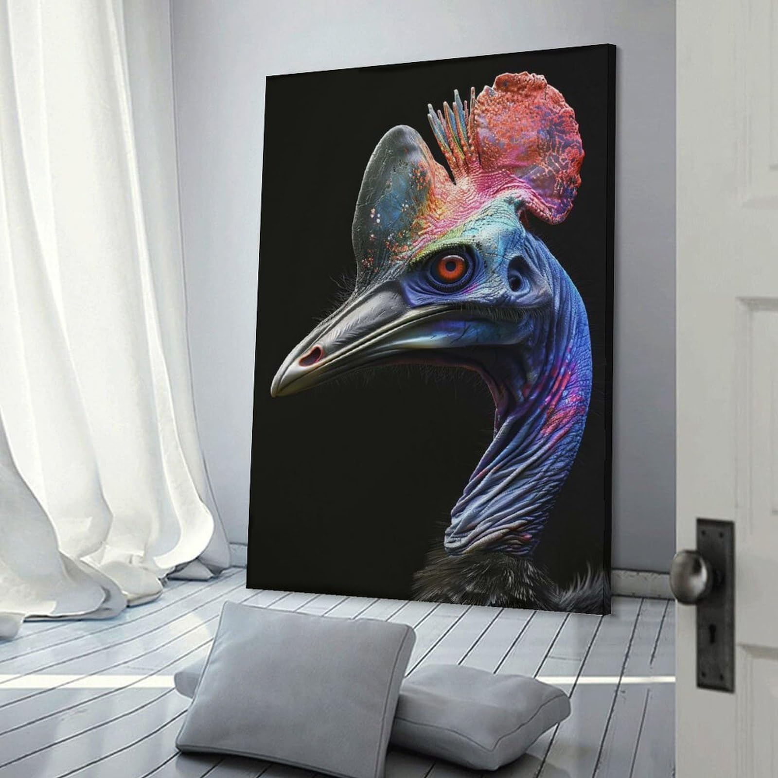 Junmoney Cassowary Hanging Wall Art, 12x18inch(30x45cm), for Bedroom, Guest Room Or Reading Nook, Home Artwork with A Soft Interior Feel