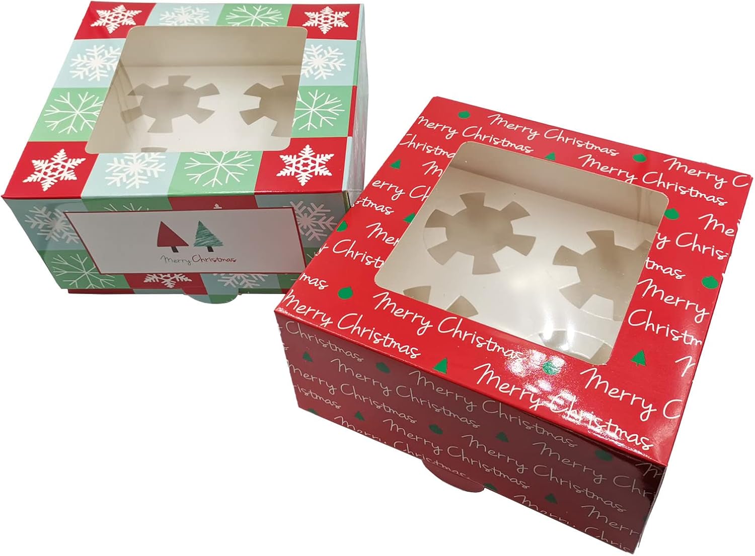 クリスマス カップケーキボックス カップケーキ包装箱 ギフトボックス キャンディーボックス 箱 ラッピング ボトムサポート付きの内側 2種 8個セット クラフト ラッピング ボックス 紙製 キャンディー お菓子 小物入れ クリスマス 結婚式 誕生日用ボクス 贈り物 好意