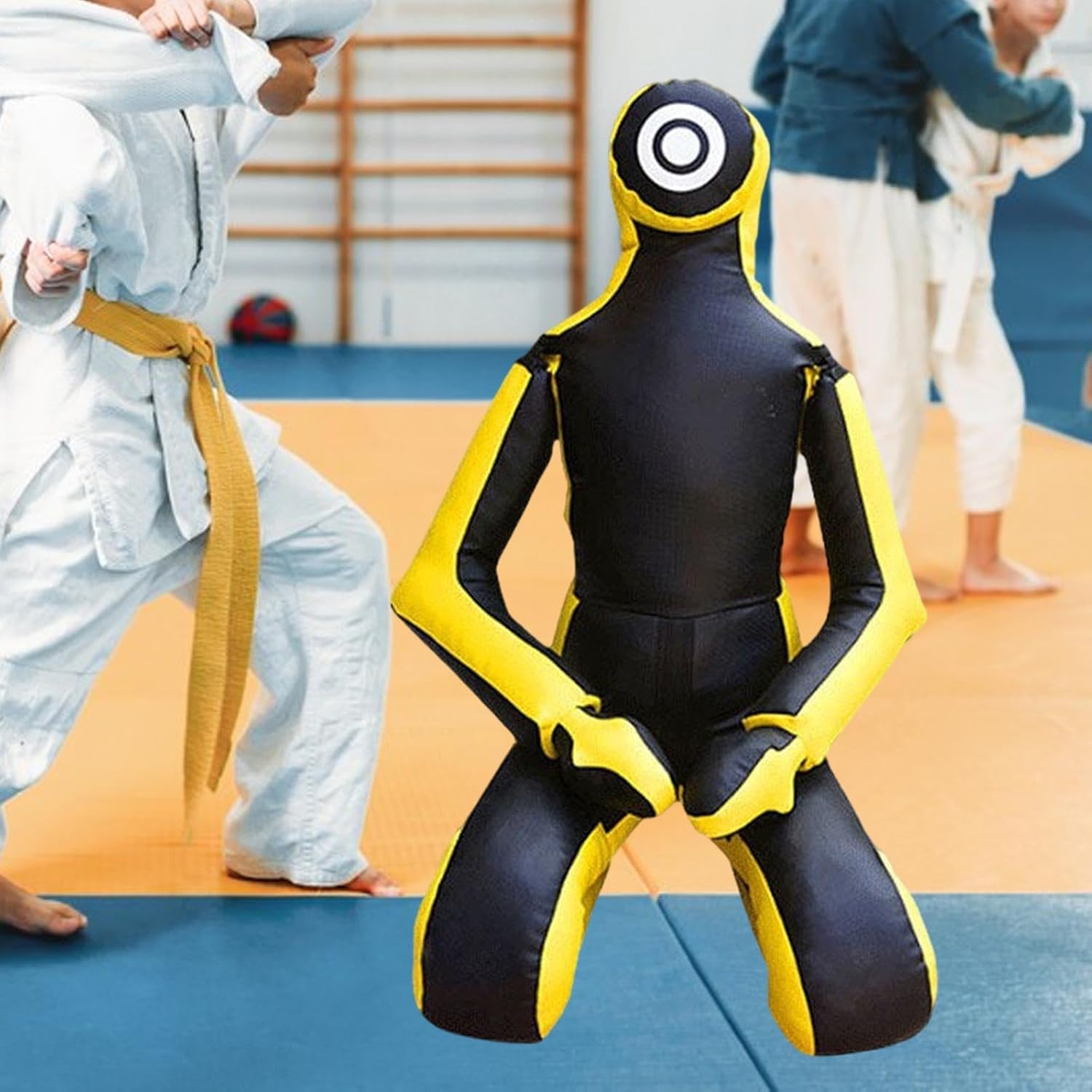 MMA Training Dummy for Grappling and Boxing, Unfilled Practice Tool, Yellow 53 inch