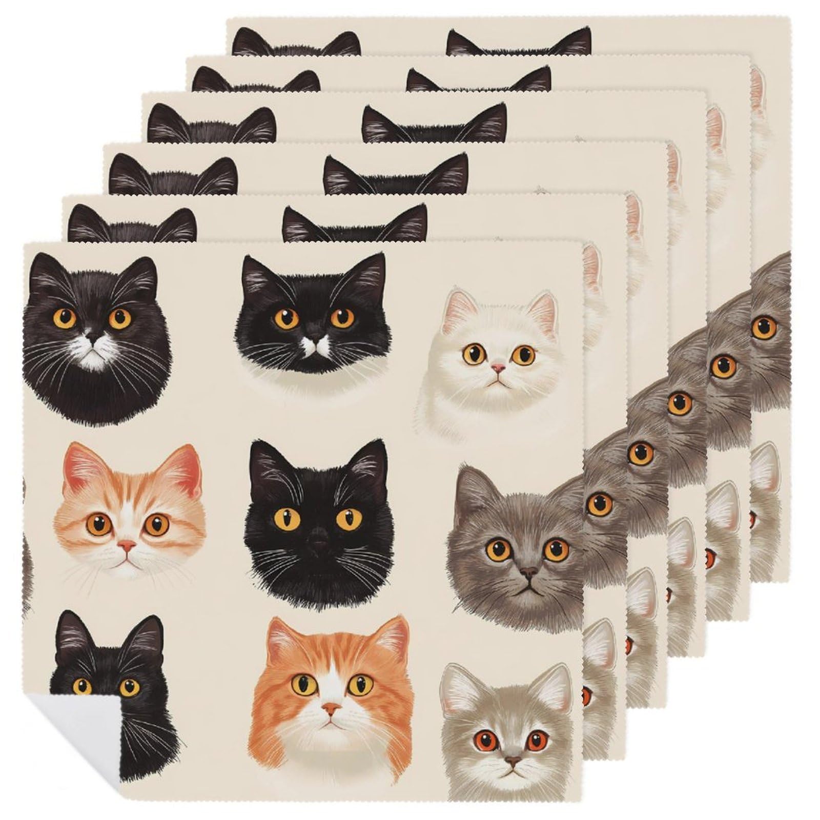 Servilletas de tela con diseño de gatos, ideales para vestir y proteger tu mesa de comedor.