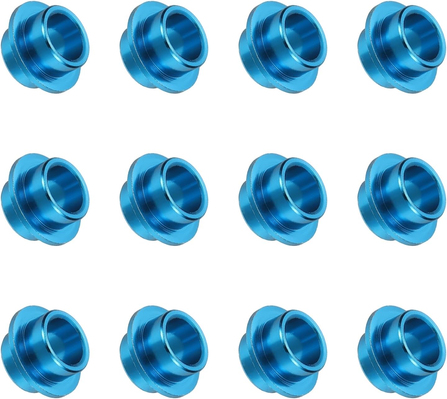 Inline Skate Bearing Bushing Spacers, Skate Axles Shaft Spacers Roller Bushing Gasket Wheel Center Bearing Fitting for (Skating/Skateboard) 8mm & 12 Pcs & Aluminum & Blue