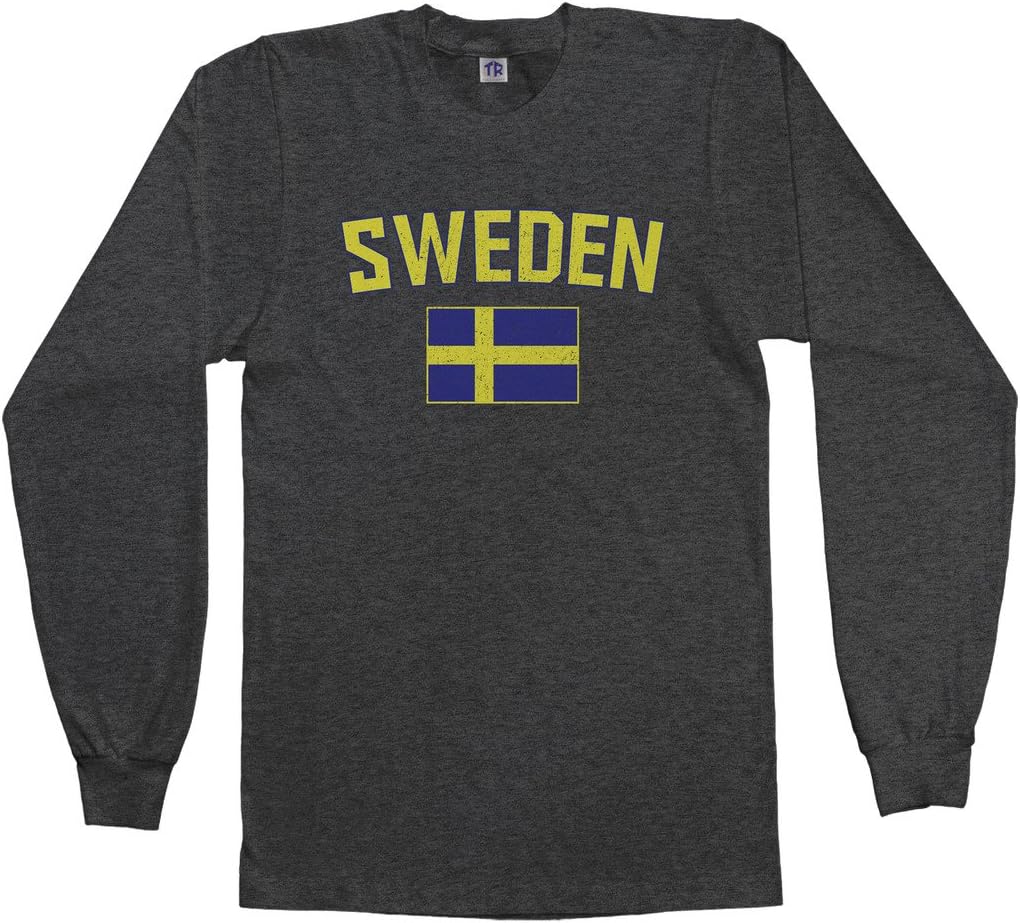 Threadrock Men's Sweden Flag Long Sleeve T-Shirt