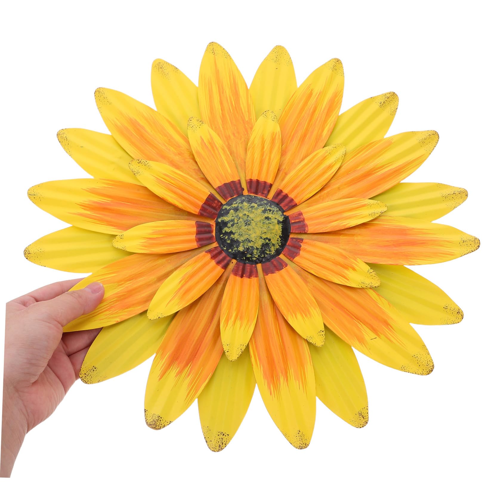 BESTonZON Decorazione Murale Girasole in Metallo 13 Pollici Ferro Giallo