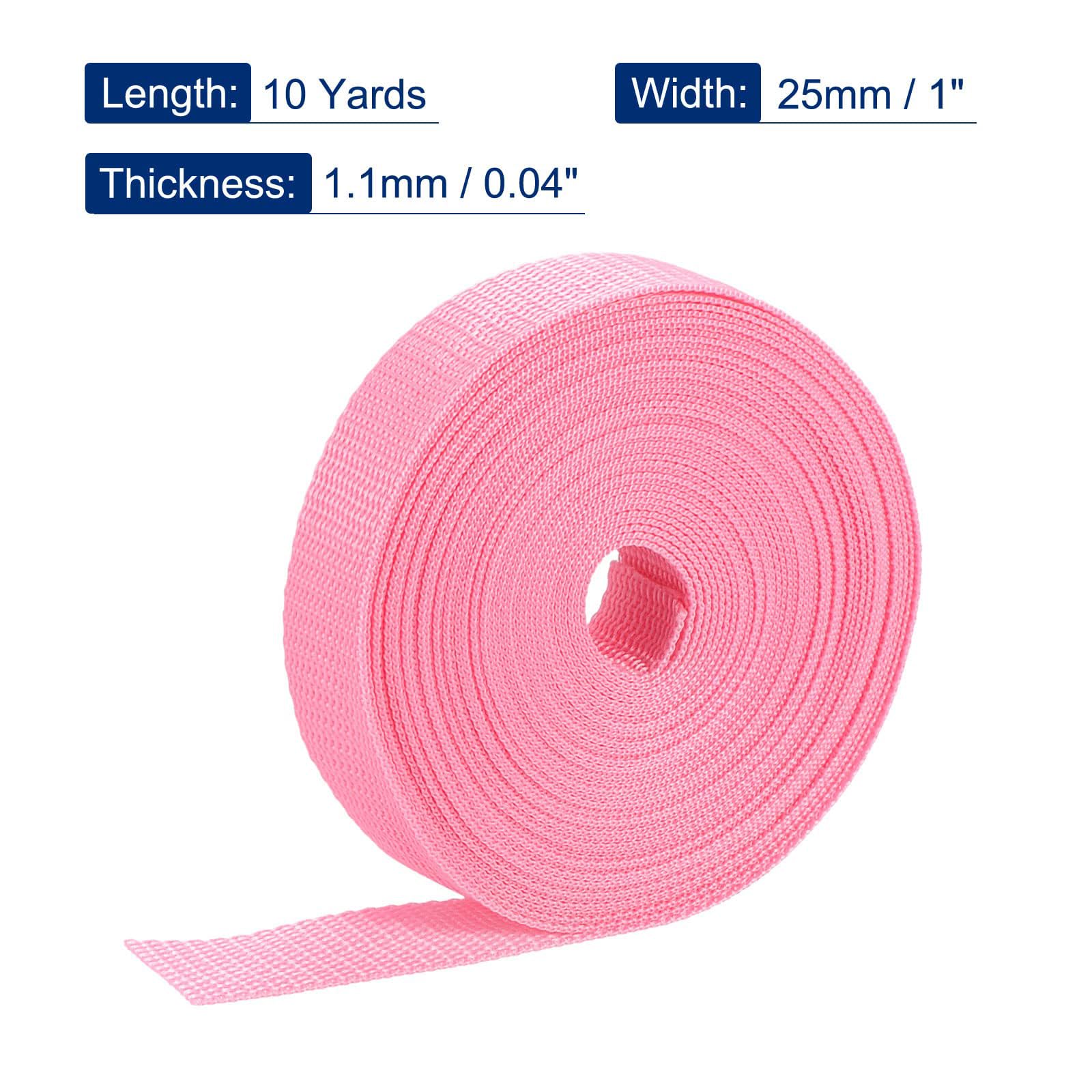 MACHSWON 2.5cm Lightweight Polypropylene Webbing Strap 1" 10 Yards Pink Strapping Band for Outdoor