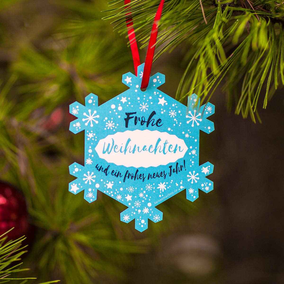 50 x Lasergeschnittene Firmen Weihnachtskarten Grußkarten individuell Weihnachten - Schneeflocke Schlicht in Blau