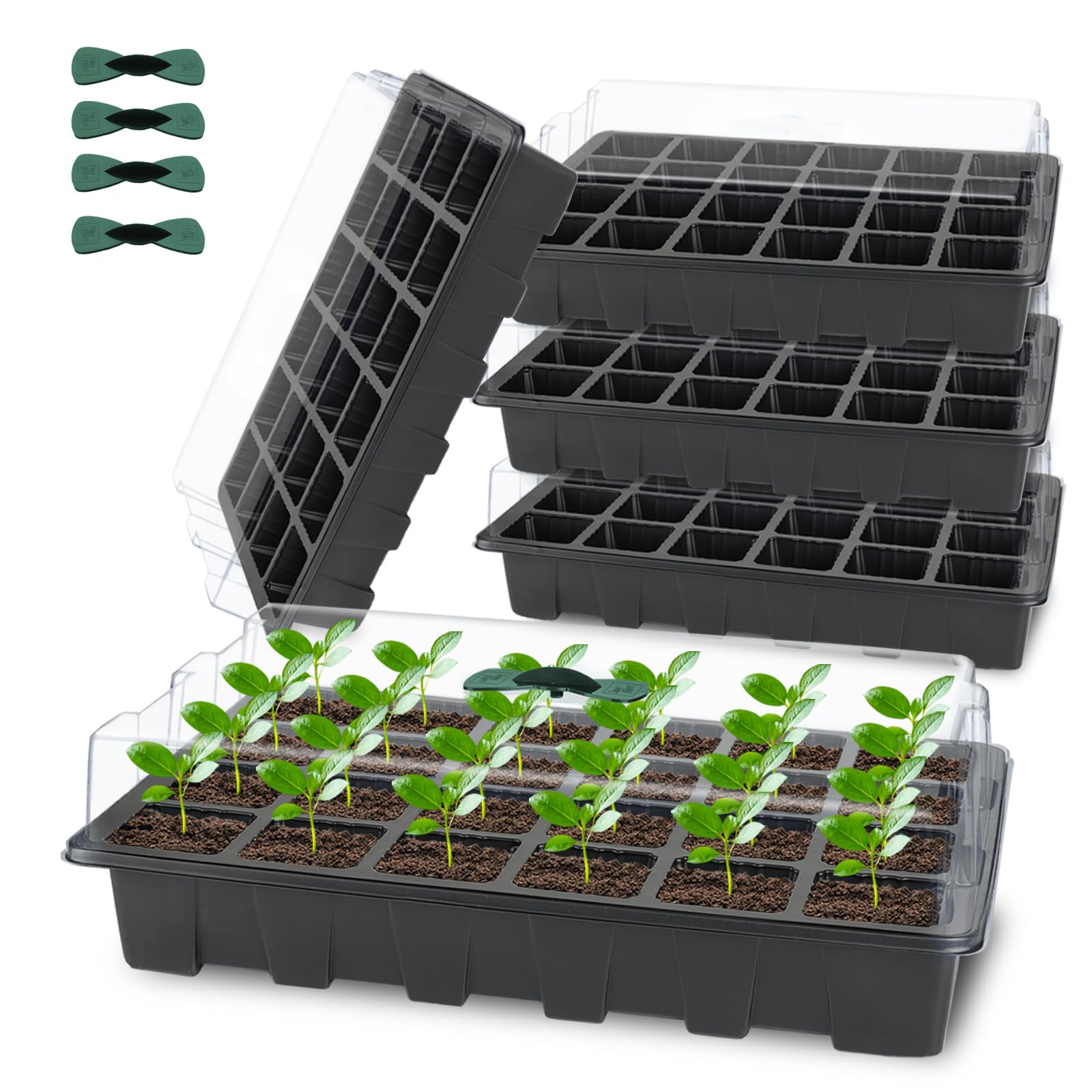 Lot de 5 petites serres de culture à 120 cellules - Kit de culture - Étiquettes pour plantes et outils - Pour l'extérieur et l'intérieur