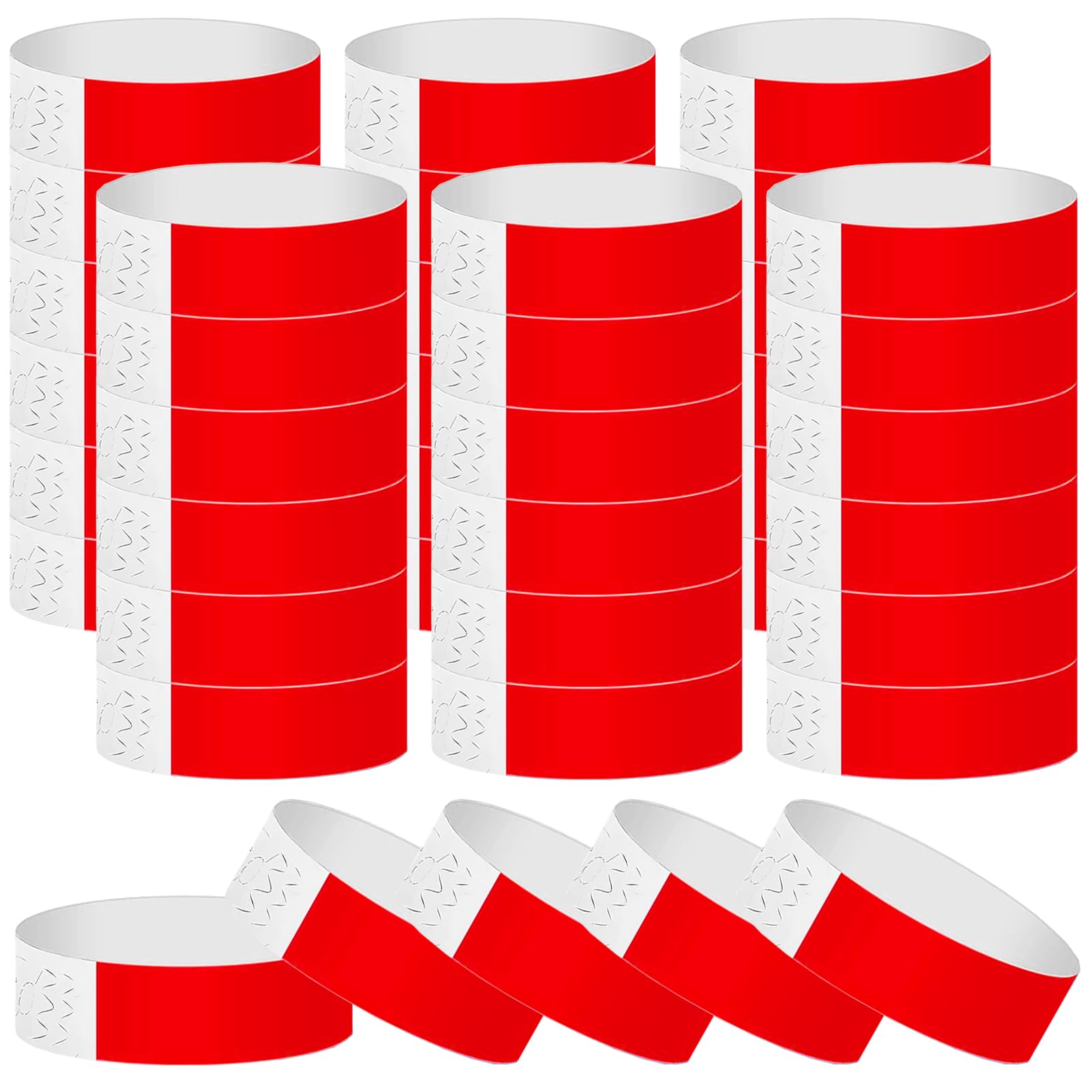 Wosyoodo 200 Pcs Wristbands for Events, Waterproof Paper Wrist Bands, Paper Bracelets Arm Bands, Entrance Wrist Bands for Events Party Music Festivals Concerts Exhibitions(Red) — image 1