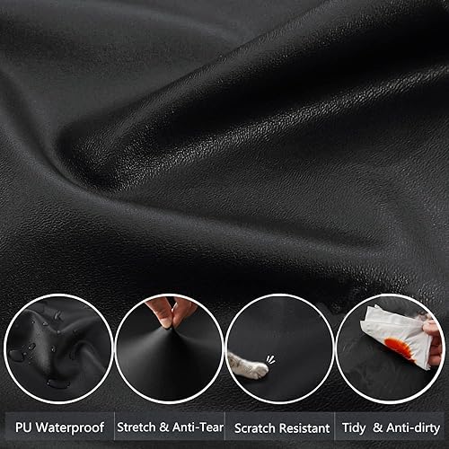 Miniatura 4 de MLMHLMR Juego de fundas para sofá reclinable de cuero sintético y de 8 piezas, funda elástica dividida para sofá reclinable de 3 plazas (color negro)