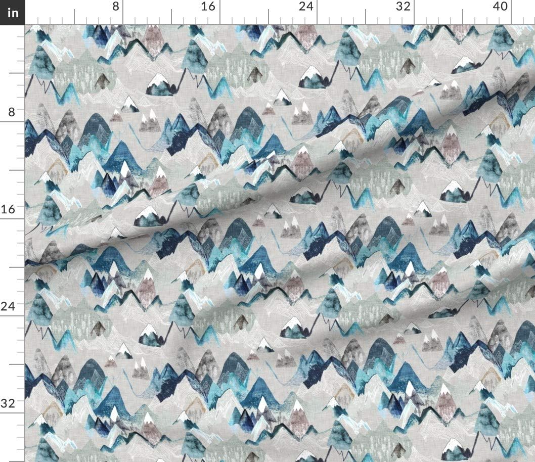 Spoonflower Fabric - Call Mountains Storm Mountain Adventure Awaits Blue Grey Boy Nursery Printed on Petal Signature Cotton Fabric by The Yard - Sewing Quilting Apparel Crafts Decor