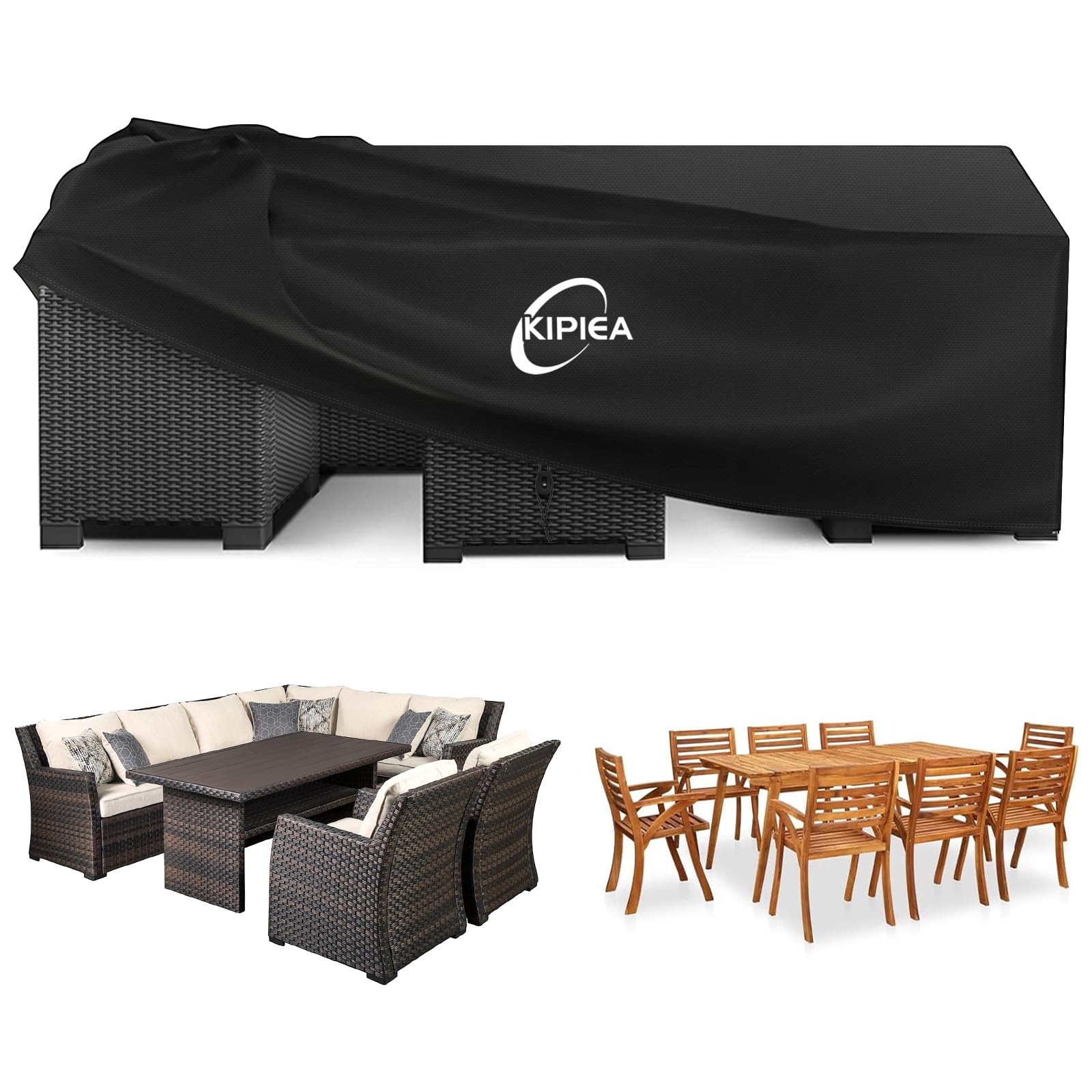 Kipiea Garden Furniture Covers Waterproof, Outdoor Patio Furniture Covers Windproof
