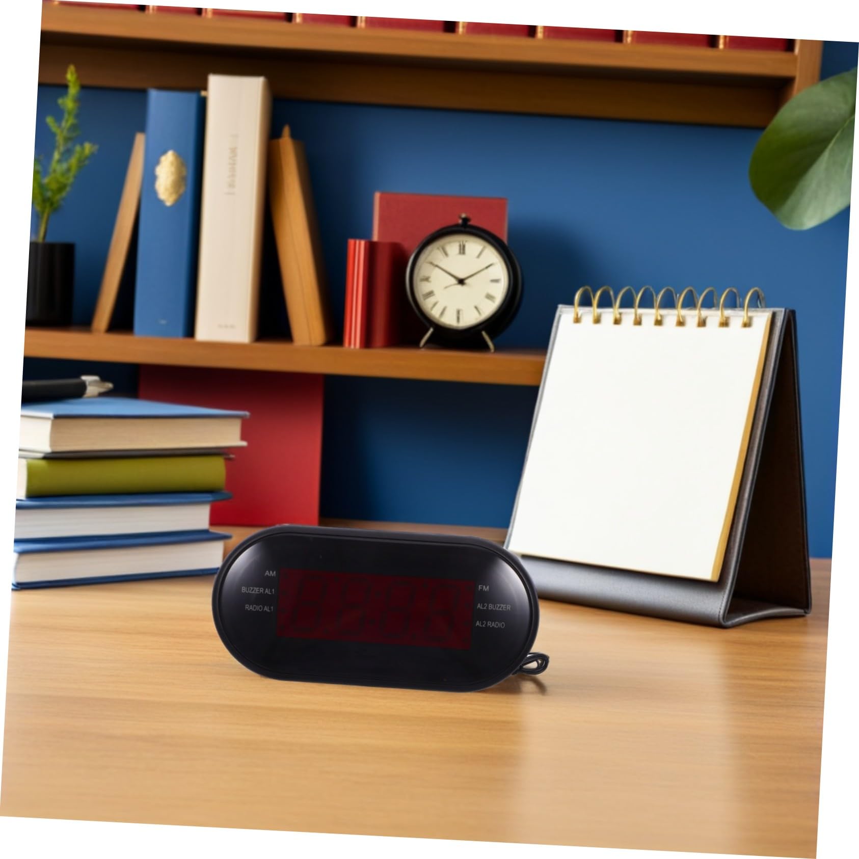 LABRIMP Radio Reloj Despertador Digital Am/FM con Doble Alarma Rojo | Proyección de Hora, Temporizador de Sueño, Plástico, Radio Am, Pantalla Curva