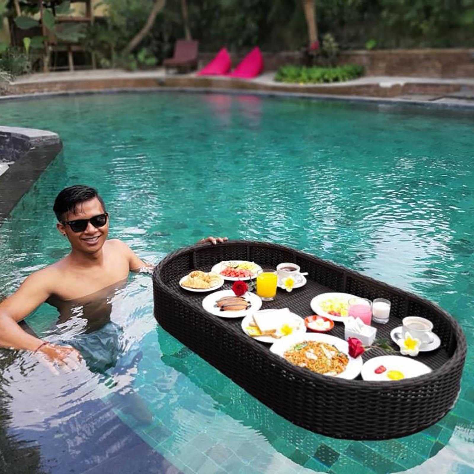 Buy Floating Tray for Pool Rattan 100 x 50 x 20cm Luxury Floating