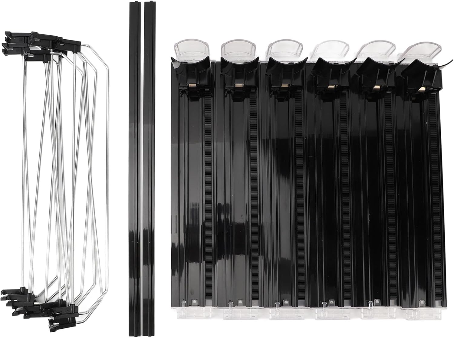 Drink Organizer for Fridge, Soda Bottle Organizer ABS 6 Rows Adjust Easy Loading Dampening Pusher Glide Soda Can Dispenser for Beer Beverages (Black)