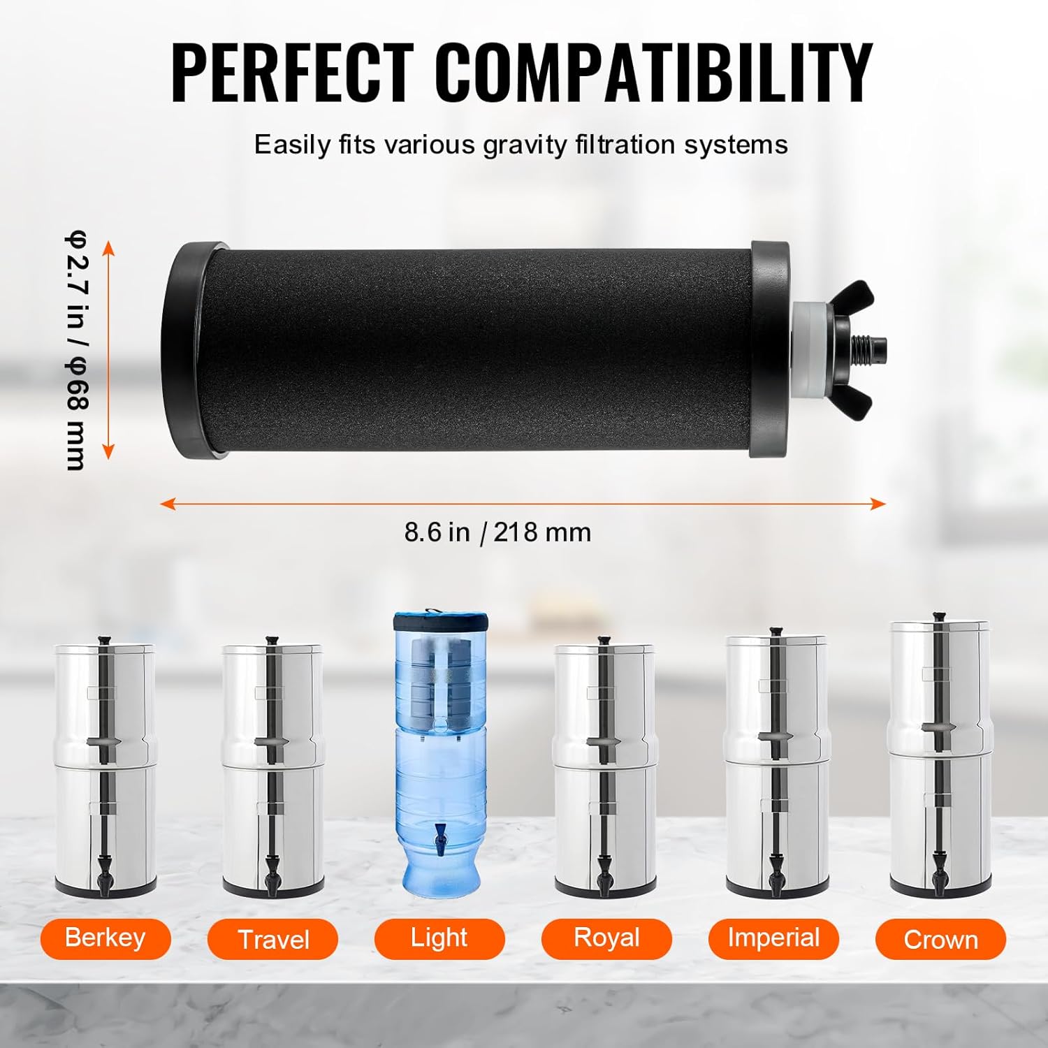 Happybuy Water Filters Replacement, Purification Elements, Easy to Replace Water Filter. Gravity Water Filter System, Compatible with Most Brands, Pack of 2, Black