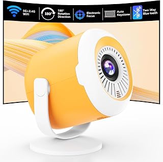 wepvo Portable Mini Projector with WiFi 6 Bluetooth 5.4, 180° Rotatable, Electric Focus & Auto Keystone LED Pico for Home Theater, Phones, Laptops