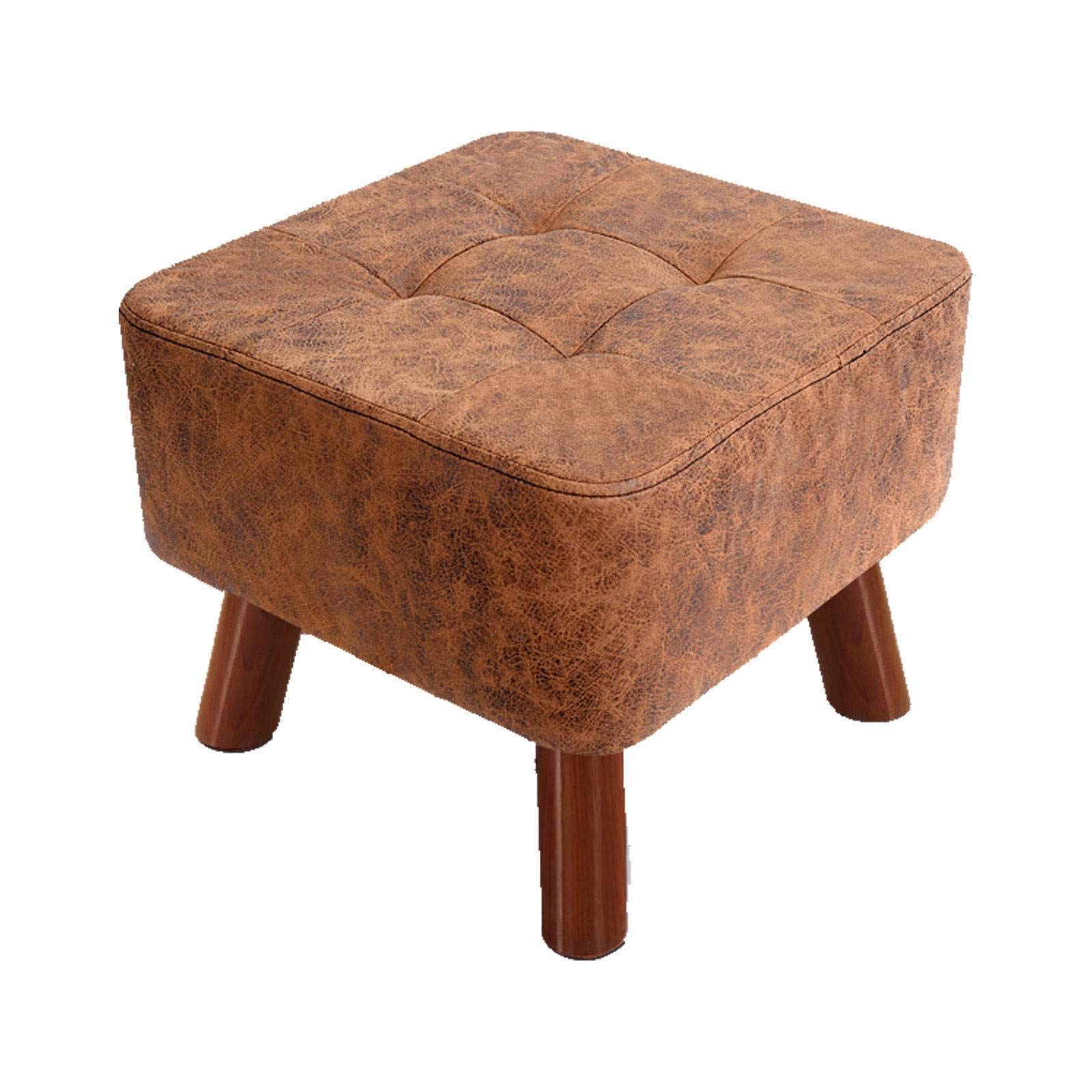 Repose-Pieds Ottoman Vintage en Bois Massif | Pouf Salon 40x40x34 cm