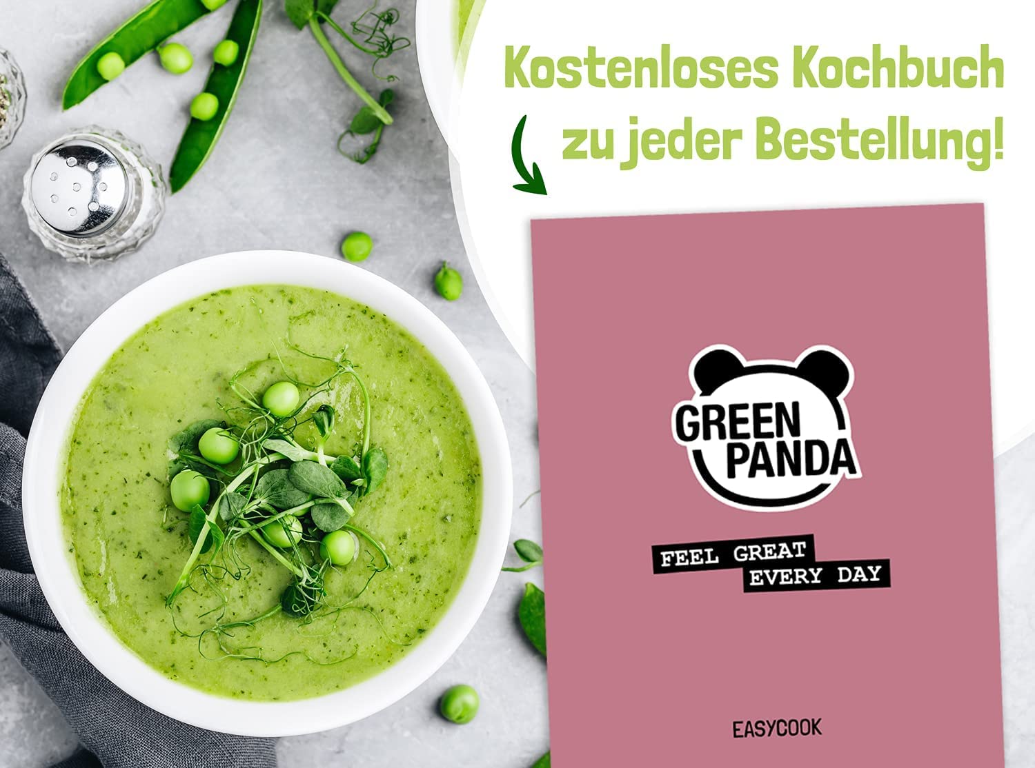 GREEN PANDA® Polvere di erba d'orzo biologica dall'Austria, succo di erba d'orzo in polvere per frullati verdi, frullati in polvere super verde, clorofilla da bere, in scatola sostenibile in cartone