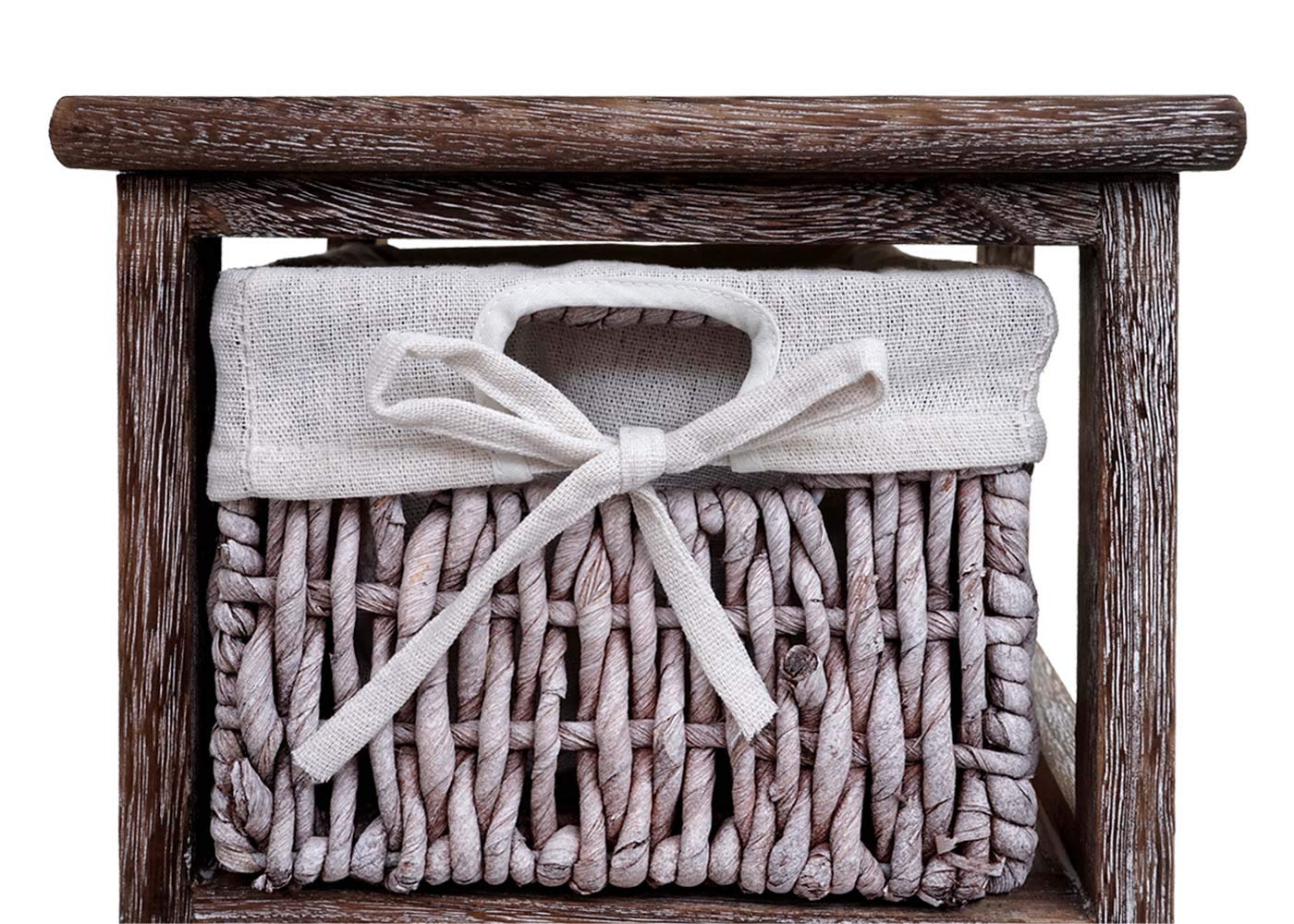 Mendler Scaffale cassettiera con 5 ceste Shabby Vintage Legno di paulonia 28x25x90cm - Marrone