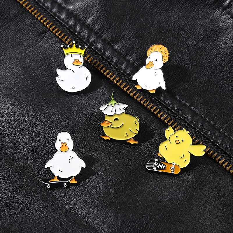 ROFARSO Cole Duck Enamel Lapel Pin Set Cartoon Animal Pin, Accessory for Backpacks Clothing Bags Hats Shirts (5piccs pin set)4