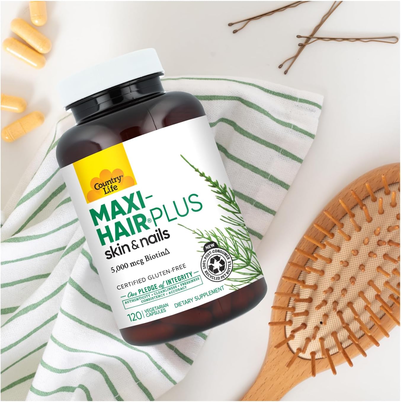 Country Life, Maxi-Hair Plus Biotin, Supports Healthy Hair, Skin and Nails, Daily Supplement, 120 ct