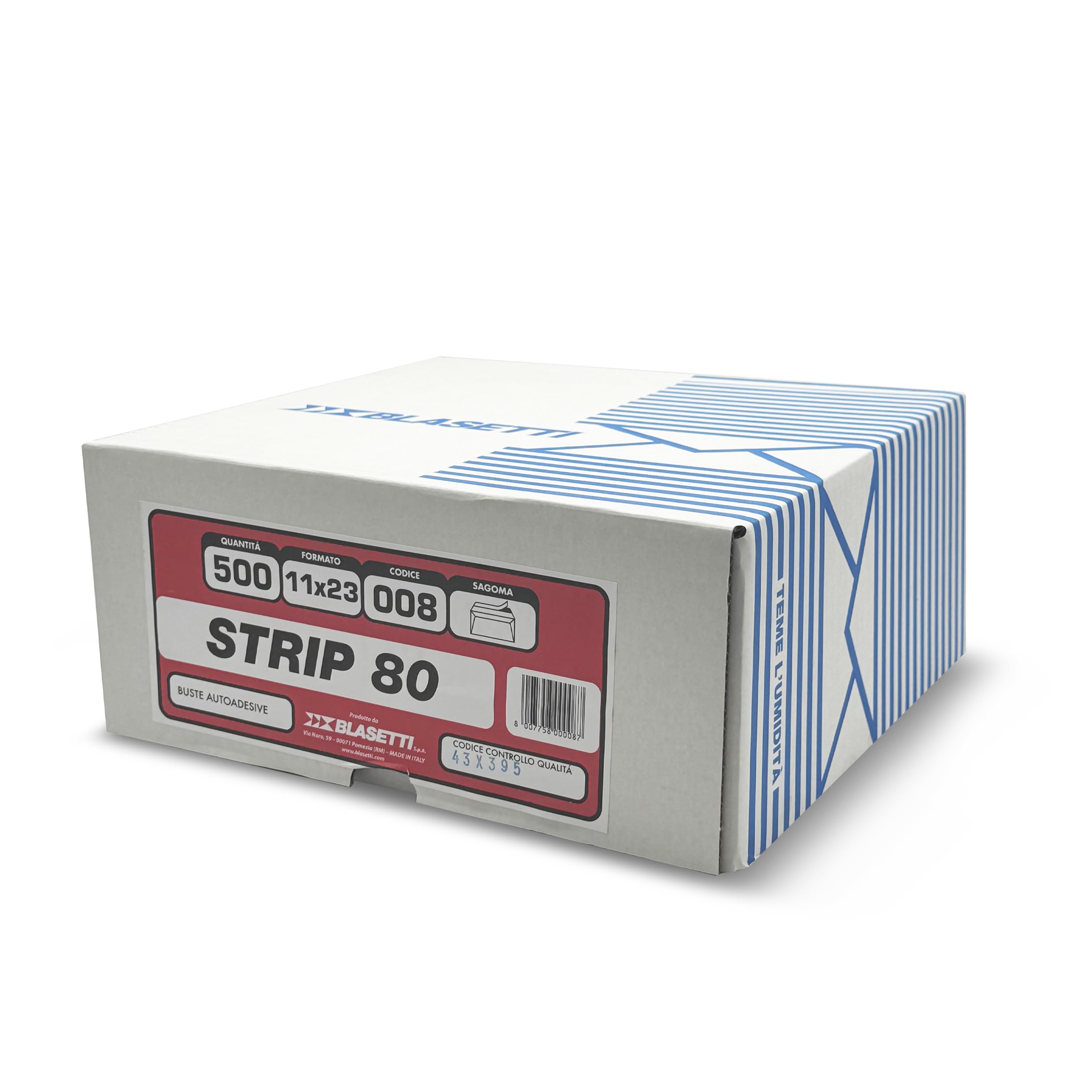 BUSTE LETTERA BLASETTI STRIP 80 FSC 11x23 cm AUTOADESIVE BIANCO 80 GR SCATOLA 500 PZ