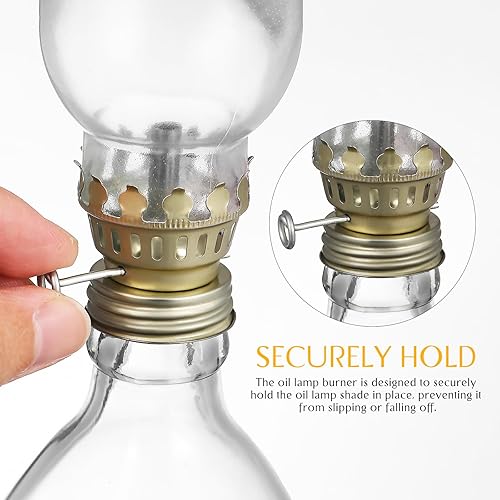 Miniatura 4 de 1 juego de lámpara de aceite de vidrio transparente de 1.7 x 3.5 pulgadas para chimenea, lámpara de aceite para chimenea, luz de huracán de repuesto