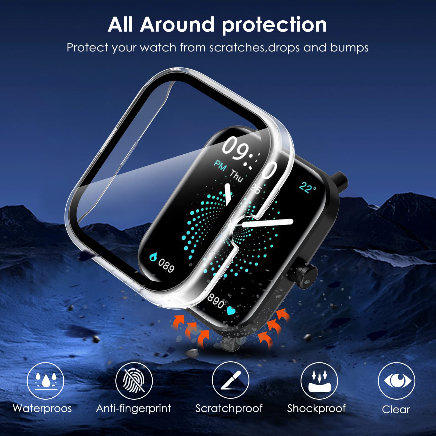 2er Pack Hartschalen-Cases Mit Displayschutz Für Amazfit Balance 2 Smartwatch - Schwarz & Transparent