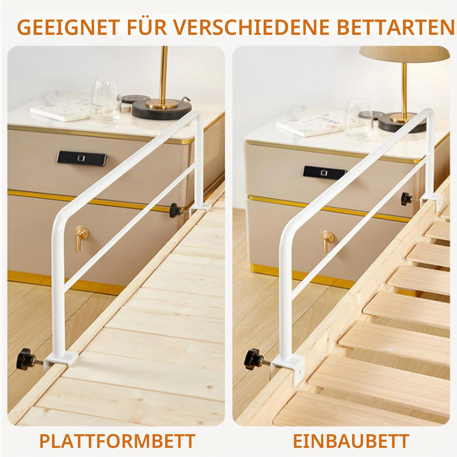 Bettgitter Für Ältere Stabiles Bettschienen Für Senioren & Erwachsene Zum Aufstecken, Metall Rausfallschutz Am Bett Bettschutzgitter Für Schwangere Behinderte, Einfache Installation (120x30cm)