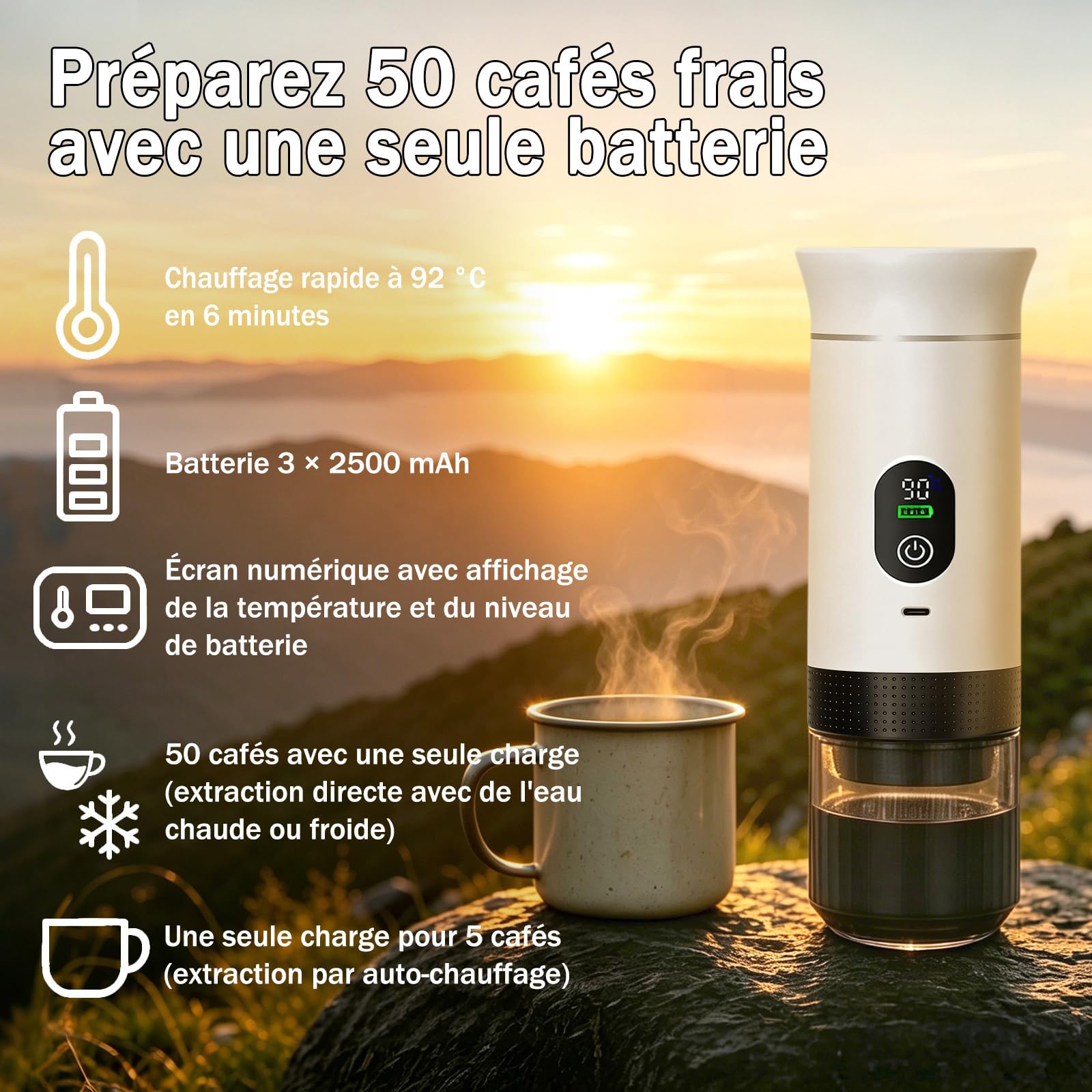 Macchina per caffè portatile, adatta per casa, viaggi, campeggio, auto