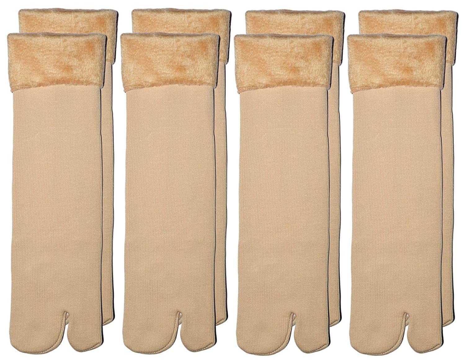 Winter Thermal Fleece Toe Dark Colour Wool Heavy Duty Warm Ankle Length Socks Women/Men/Girls Winter Socks (Cream, 4 Pairs)-image-42