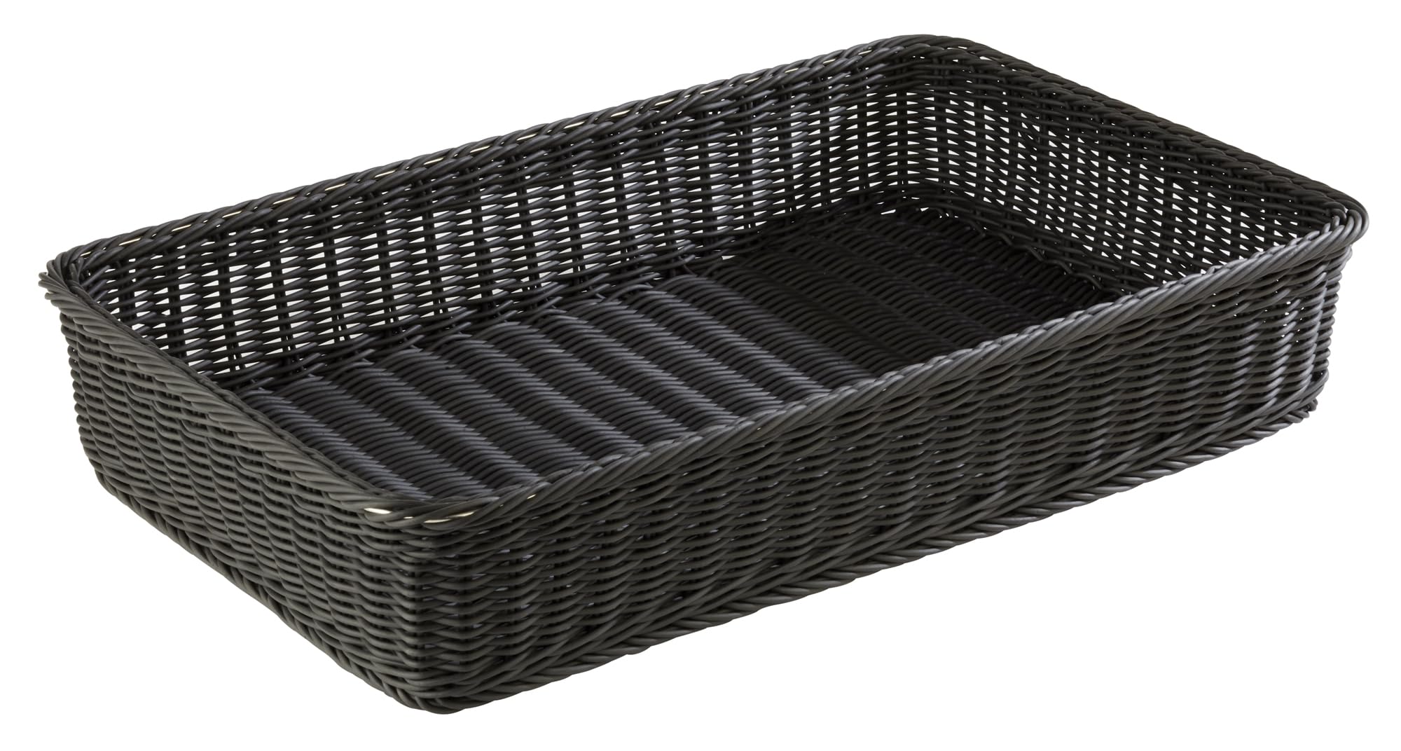 APS 50722 Korb "PROFI LINE", GN 1/1, 53 x 32,5 cm, Höhe 10 cm, mit Edelstahldraht im Rand, Polypropylen, schwarz